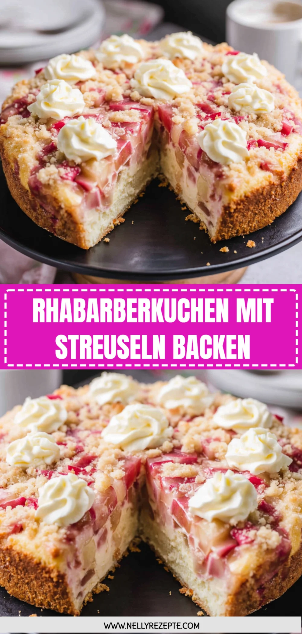 Rhabarberkuchen mit Streuseln backen