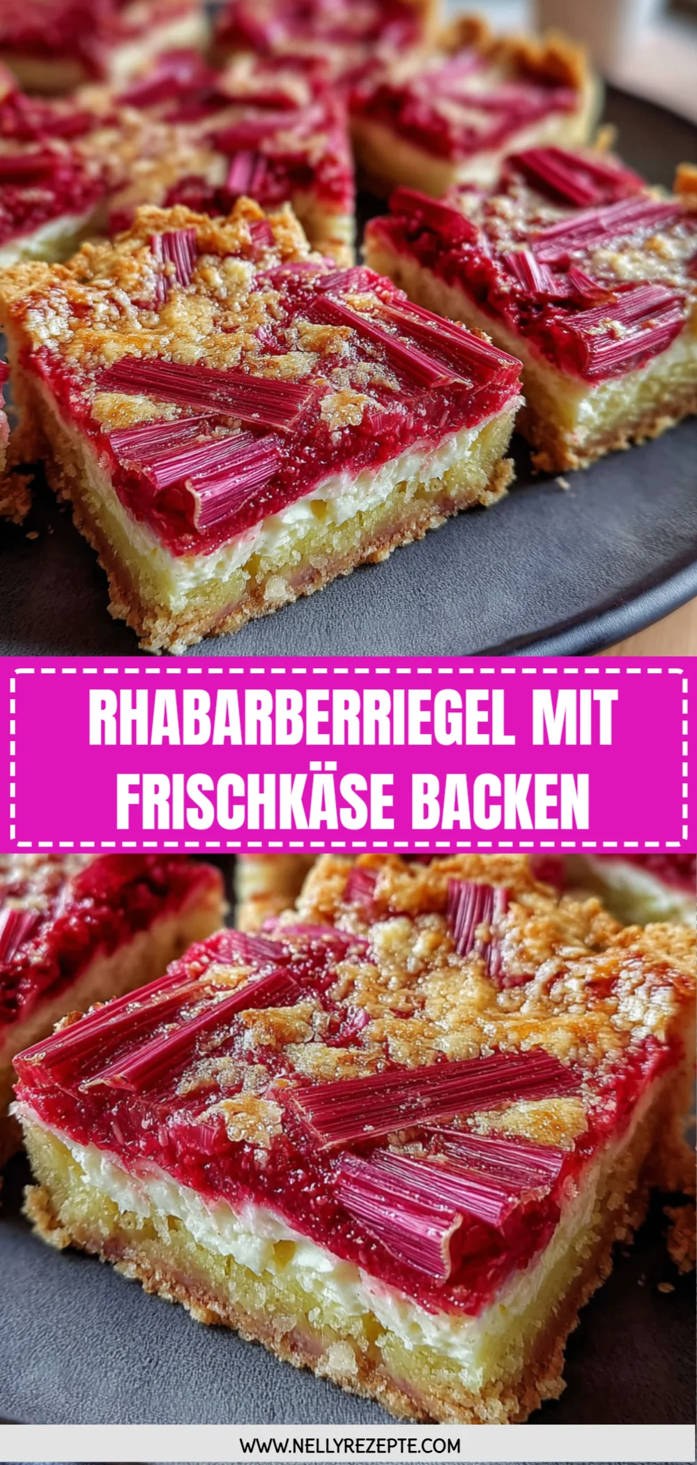 Rhabarberriegel mit Frischkäse backen